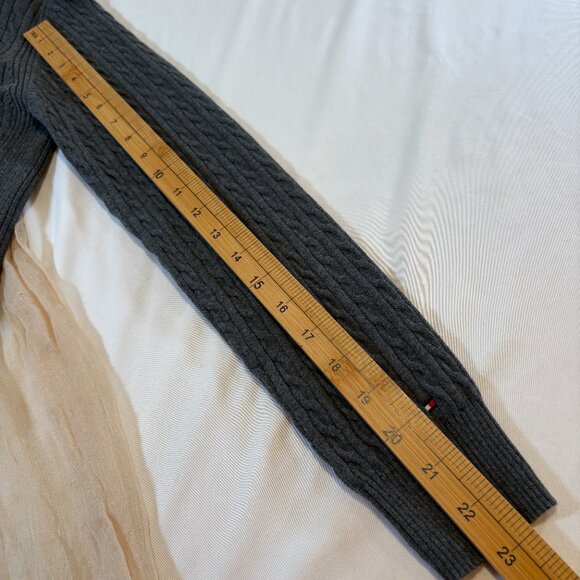 Tommy Hilfiger Women's Cable Knit Full Zip 100% Cotton Gray Soft Sweater Size M - Picture 7 of 8